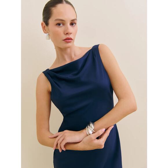 Reformation Corey Satin Dress Danube - Picture 2 of 11